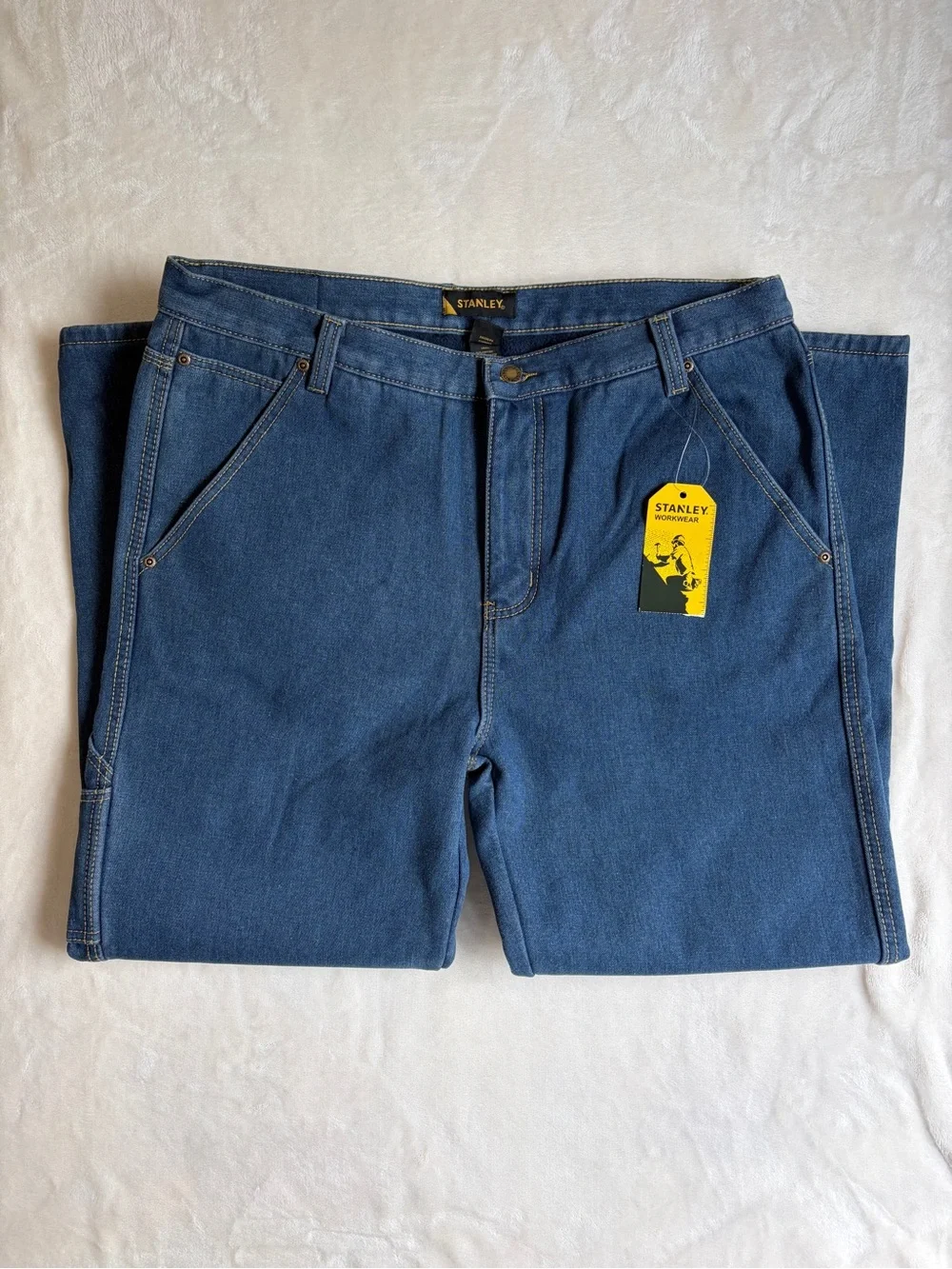 NWT Stanley Workwear Fleece-Lined Denim Carpenter Pants 36 x 30